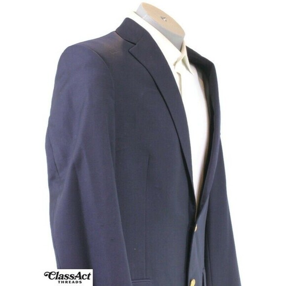 Lauren Ralph Lauren 100% Wool Blazer Mens Navy Blue 2 Gold Buttons Classic 42L - Picture 3 of 10